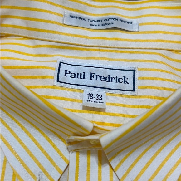 Paul Fredrick Yellow & White Striped and Black Striped Dress Shirts 👔 - Picture 2 of 3